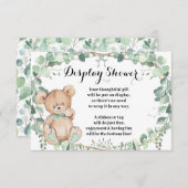 Bear Greenery Gold Display Babydusche Begleitkarte (Vorne/Hinten)