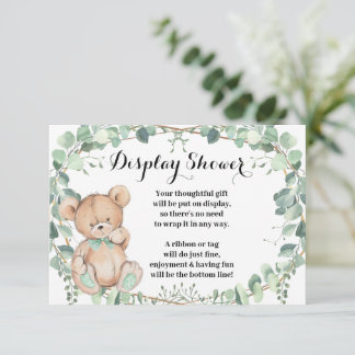 Bear Greenery Gold Display Babydusche Begleitkarte