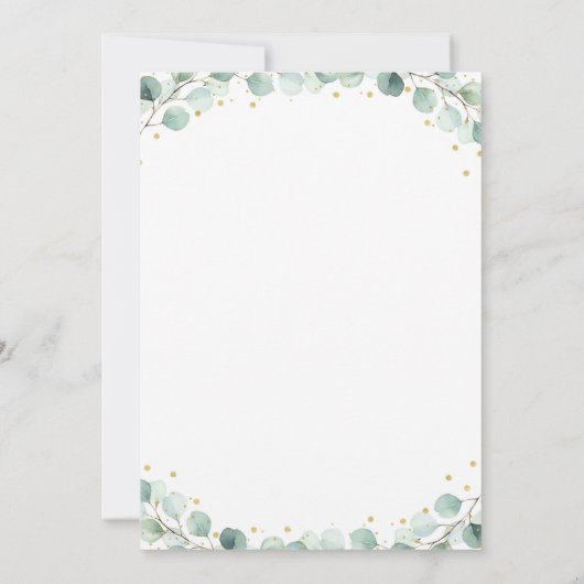 Bear Greenery Gold Gender Neutral Baby Dusche Einladung (Rückseite)