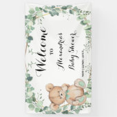 Bear Greenery Gold Welcome Baby Shower Banner (Vertikal)