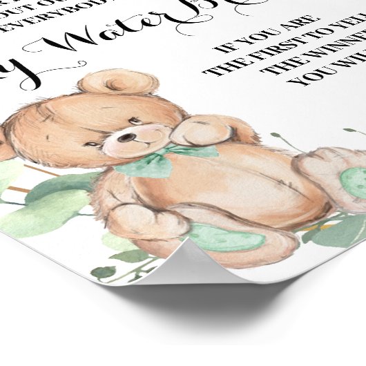 Bear Greenery mein Water Broke Baby Duschspiel Poster (Ecke)