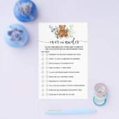 Bear Greenery Over oder Under Baby Shower Game Car Flyer (Einzeln)
