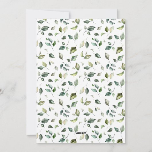 Bear Greenery Tea Baby Dusche Einladung (Rückseite)