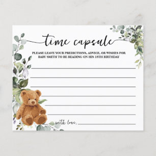 Bear Greenery Time Kapsel Baby Shower Advice Card Flyer