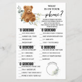 Bear Greenery Was auf Ihrer Phone Shower Game Card Flyer (Vorne)