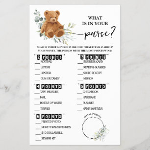 Bear Greenery Was ist in Ihrer Purse-Duschkarte? Flyer