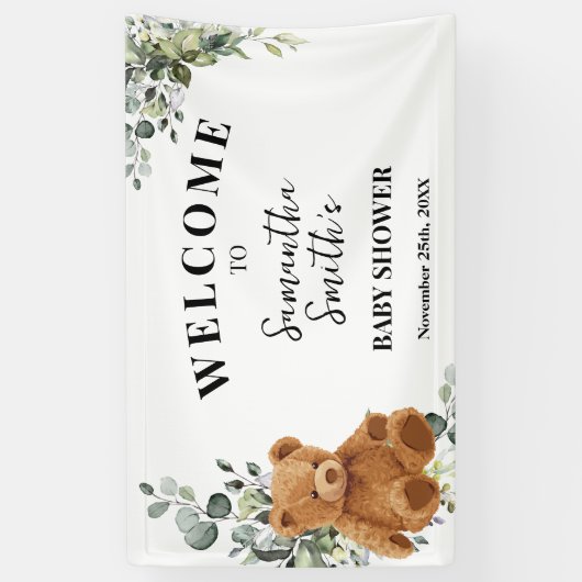 Bear Greenery Willkommensdusche Banner (Vertikal)