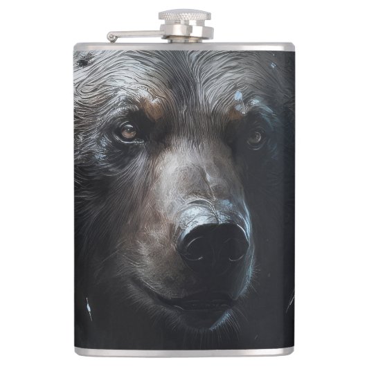 Bear Grizzly Portrait Art Collection Flachmann (Vorderseite)