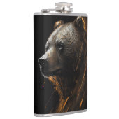 Bear Grizzly Portrait Art Collection Flachmann (Rechts)