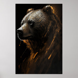Bear Grizzly Portrait Art Collection Poster