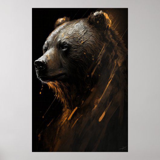 Bear Grizzly Portrait Art Collection Poster (Vorne)
