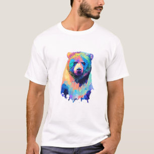 Bear Grizzly Wild Nature Animal Forest Colors T-Shirt