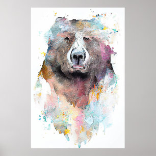 Bear Grizzly Wilde Tiere Art Poster