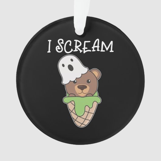 Bear Halloween Ghost I schrei Eispuff Ornament (Vorderseite)