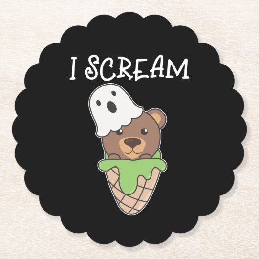 Bear Halloween Ghost I schrei Eispuff Untersetzer (Vorderseite)