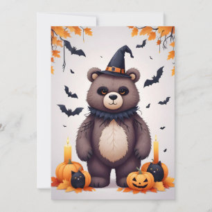 Bear Halloween Niedlich Adorable Funny Animal Cart Einladung