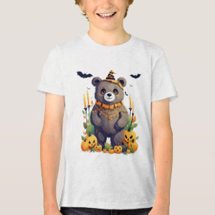 Bear Halloween Niedlich Adorable Funny Animal Cart Tri-Blend Shirt