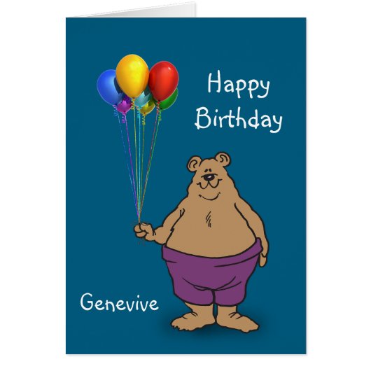 Bear hält Birthday Balloons personalisieren (Vorne)