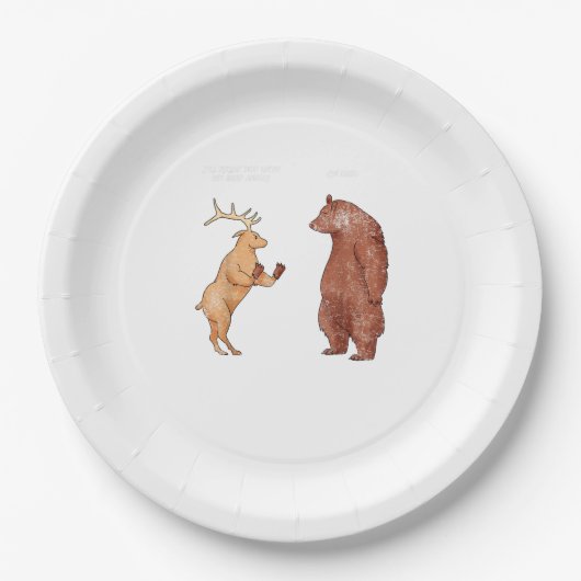 Bear Hands Oh Deer Funny Sayings Pun Gift Pappteller (Vorderseite)
