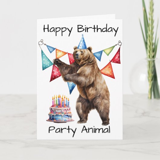 Bear Happy Birthday Party Animal Karte (Vorderseite)