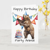 Bear Happy Birthday Party Animal Karte (Gelbe Blume)