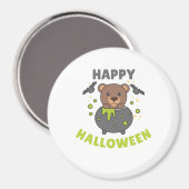 Bear Happy Halloween Cauldron Bat Magnet (Vorderseite/Rückseite)