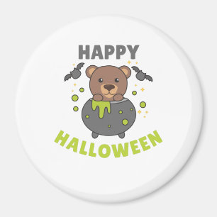 Bear Happy Halloween Cauldron Bat Magnet