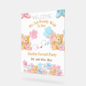 Bear He or she Gender Reveal Willkommen Acrylschild (Winkel)