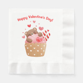 Bear Hearts Candy Valentine Cupcake Serviette