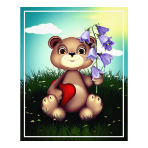 Bear Holding Bouquet Blume-39920 Fotodruck