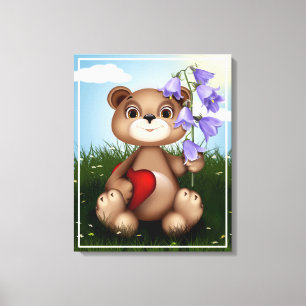 Bear Holding Bouquet Blume-39920 Leinwanddruck