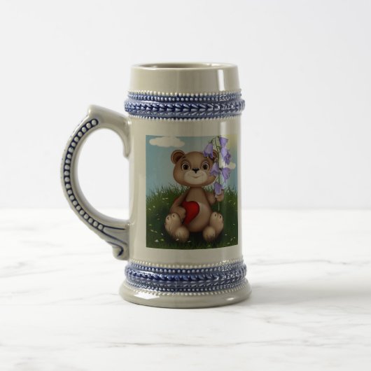 Bear Holding Bouquet Flower-30926 Bierglas (Links)