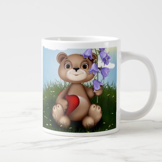 Bear Holding Bouquet Flower-30926 Jumbo-Tasse (Rechts)