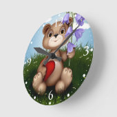 Bear Holding Bouquet Flower-30926 Runde Wanduhr (Winkel)