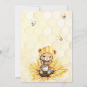 Bear Honey Bee Floral Baby Dusche Einladung (Rückseite)