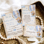 Bear Hot Air Ballon Babydusche Blue Beige Dankeskarte