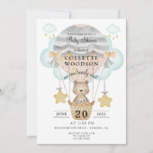 Bear Hot Air Ballon Babydusche Einladung (Vorderseite)