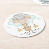Bear Hot Air Ballon Babydusche Runder Pappuntersetzer (Angewinkelt)
