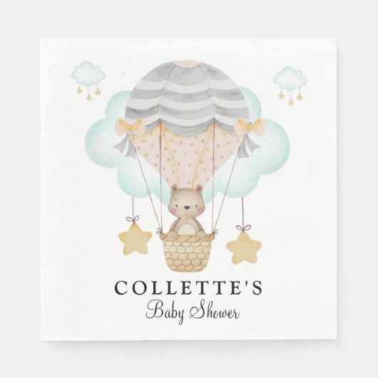 Bear Hot Air Ballon Babydusche Serviette (Vorderseite)