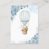 Bear Hot Air Ballon Blue Floral Diaper Raffel Visitenkarte (Rückseite)