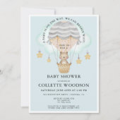 Bear Hot Air Ballon Boy Babydusche Einladung (Vorderseite)