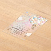 Bear Hot Air Ballon Gender Reveal Acryleinladungen (Ablage )