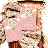 Bear Hot Air Ballon Pink Girl Babydusche Einladung