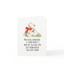 Bear hug heart condolences sympathy card