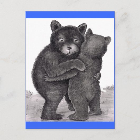 Bear Hug. Zwei Bären in der Natur Postkarte (Vorderseite)