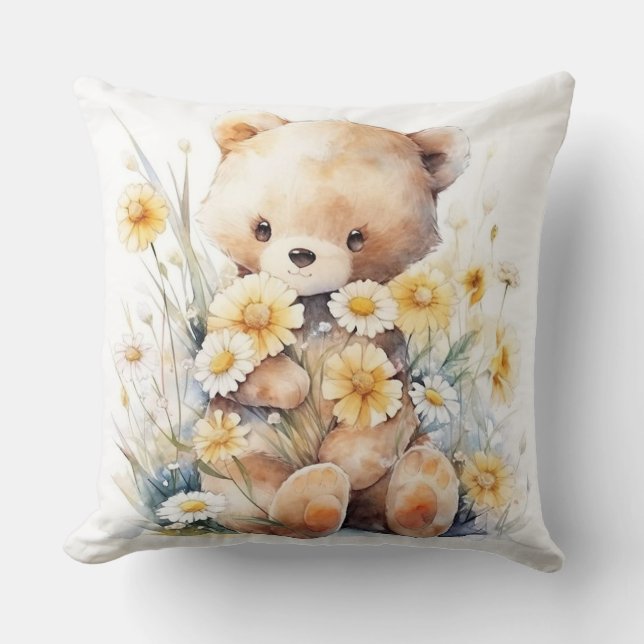 Bear Hugs on Demand: Teddy Bear Clipart Throw Pill Kissen (Vorderseite)