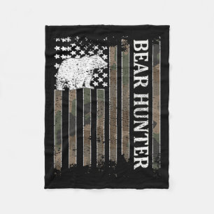 Bear Hunter American Flag Bären Jagen Lover 1 Fleecedecke