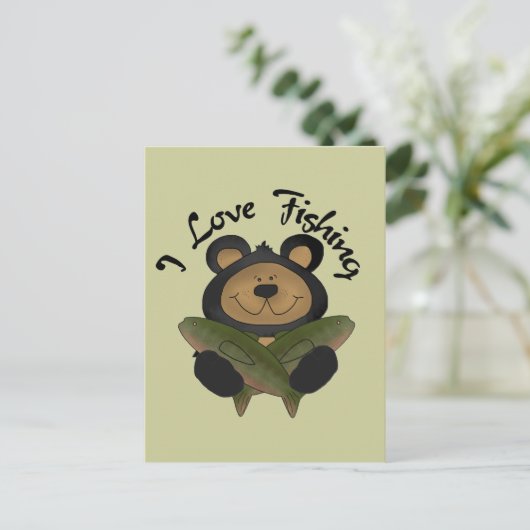 Bear I Liebe Angeln von Tshirts und Geschenken Postkarte (Stehend Vorderseite)