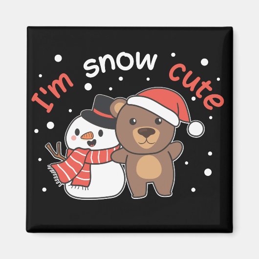 Bear ich bin Schnee Niedlich Snowman Snow Pun Magn Magnet (Vorne)