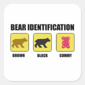 Bear Identification Funny Quadratischer Aufkleber (Vorderseite)